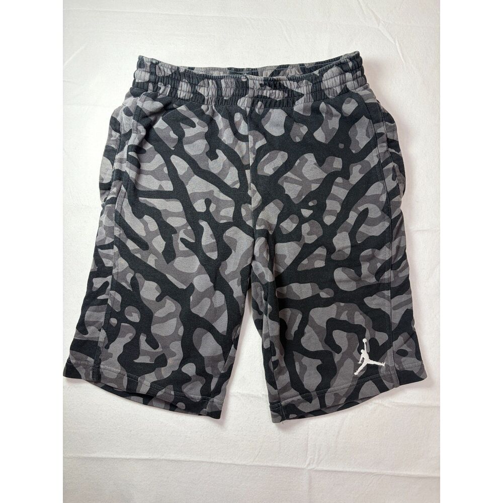 Nike Air Jordan Elephant Print Fleece Sweat Shorts Grey Black Camo Men Small